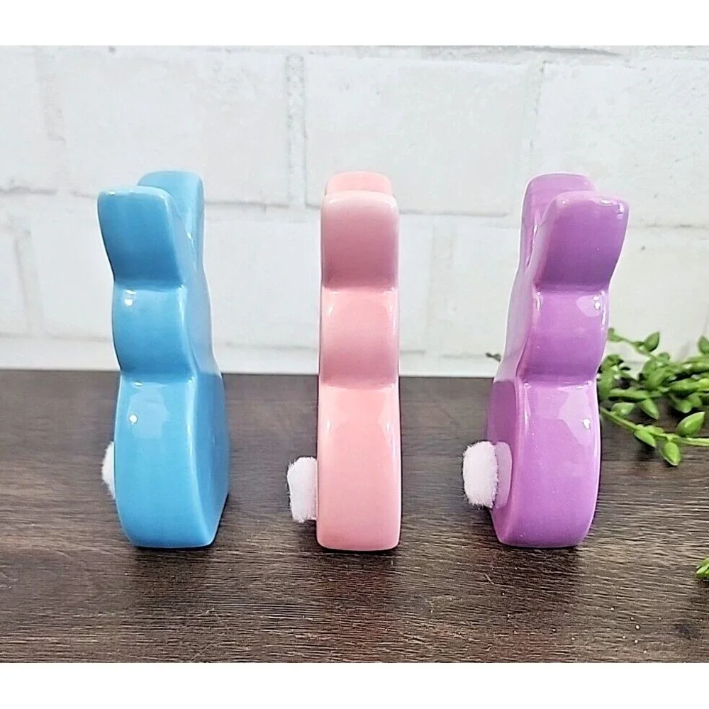 Easter Bunny Rabbit Peeps‎ Ceramic Figurines Pastel 4